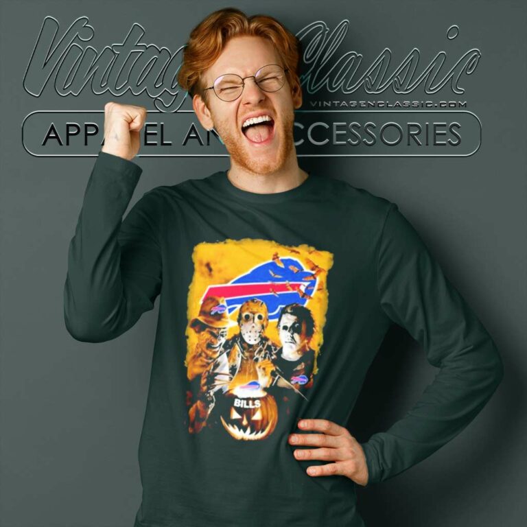 Buffalo Bills Shirt Michael Myers Freddy Krueger Jason Voorhees Halloween Long Sleeve Tee Buffalo Bills Shirt Michael Myers Freddy Krueger Jason Voorhees Halloween Long Sleeve Tee