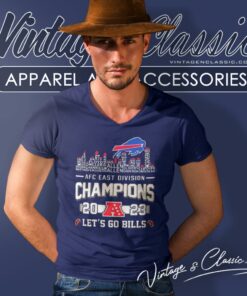 Buffalo Bills Skyline Players Name 2023 Afc East Division Champions Lets Go Bills V Neck TShirt