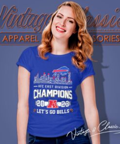 Buffalo Bills Skyline Players Name 2023 Afc East Division Champions Lets Go Bills Women T Shirt