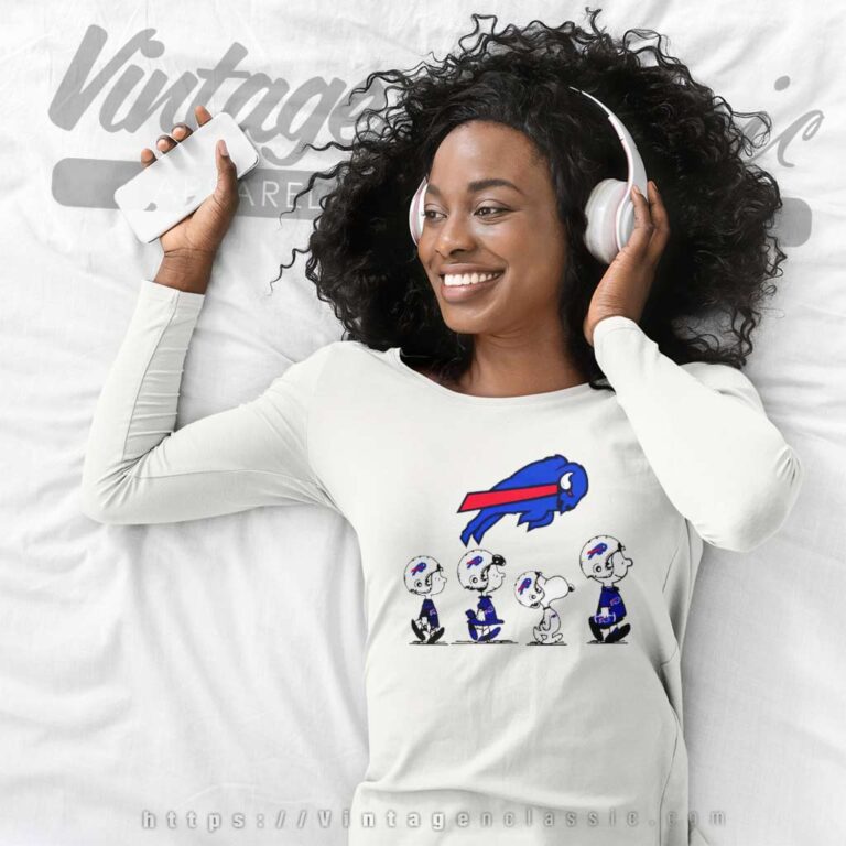 Buffalo Bills Snoopy Charlie Brown And Friends Peanuts Long Sleeve Tee Buffalo Bills Snoopy Charlie Brown And Friends Peanuts Long Sleeve Tee
