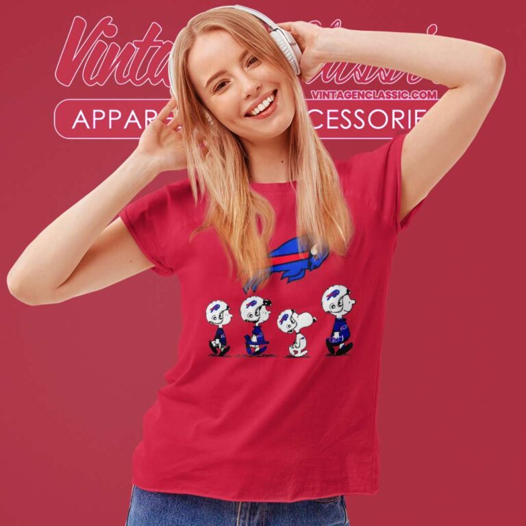 Buffalo Bills Snoopy Charlie Brown And Friends Peanuts Women TShirt Buffalo Bills Snoopy Charlie Brown And Friends Peanuts Women TShirt