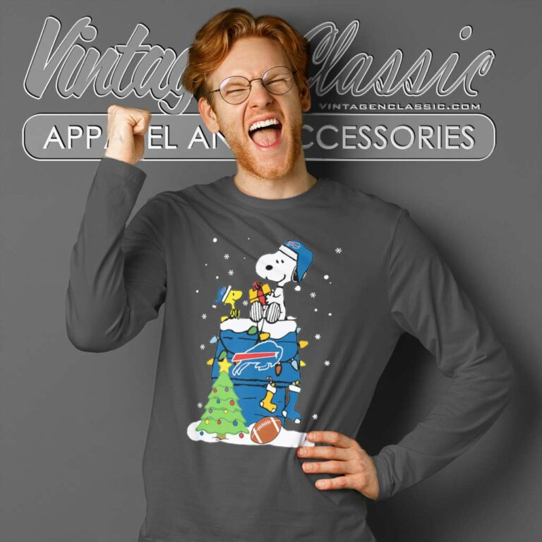 Buffalo Bills Snoopy Woodstock Merry Christmas Long Sleeve Tee Buffalo Bills Snoopy Woodstock Merry Christmas Long Sleeve Tee