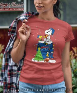 Buffalo Bills Snoopy Woodstock Merry Christmas Women TShirt