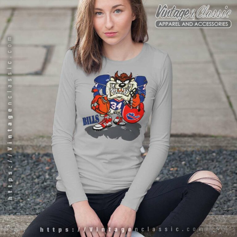 Buffalo Bills Taz Looney Tunes Thurman Thomas Football Long Sleeve Tee Buffalo Bills Taz Looney Tunes Thurman Thomas Football Long Sleeve Tee