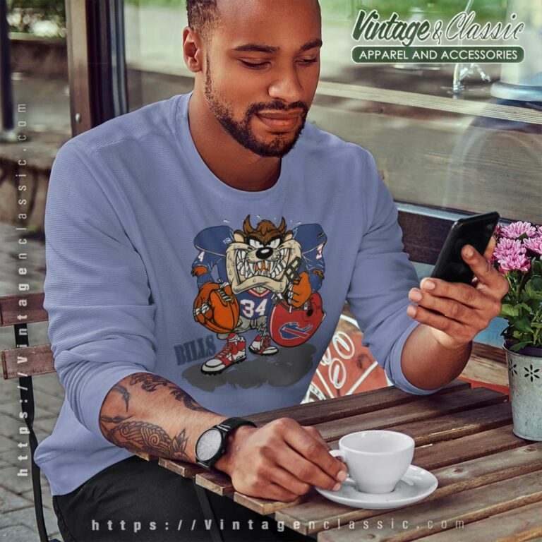 Buffalo Bills Taz Looney Tunes Thurman Thomas Football Sweatshirt Buffalo Bills Taz Looney Tunes Thurman Thomas Football Sweatshirt