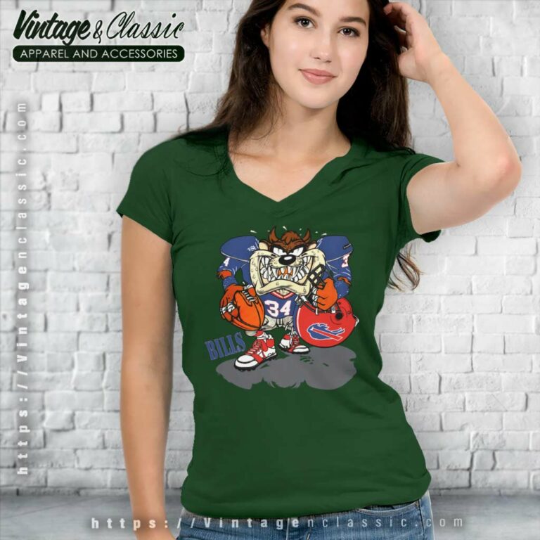 Buffalo Bills Taz Looney Tunes Thurman Thomas Football V Neck TShirt Buffalo Bills Taz Looney Tunes Thurman Thomas Football V Neck TShirt
