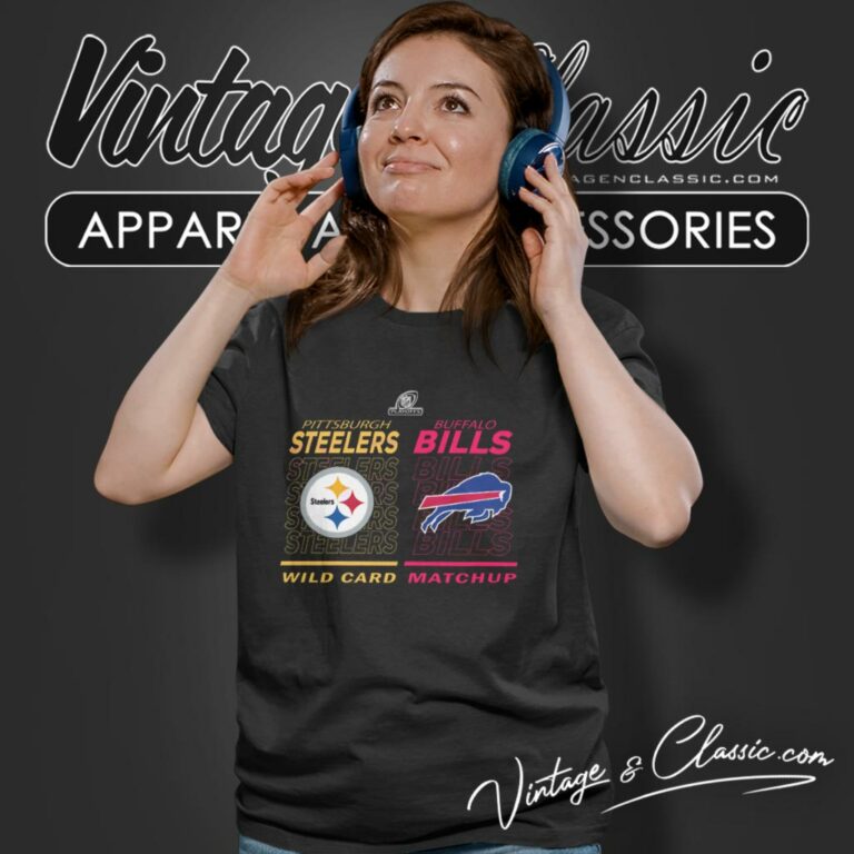 Buffalo Bills Vs Pittsburgh Steelers 2023 Nfl Wild Card Matchup Women T Shirt Buffalo Bills Vs Pittsburgh Steelers 2023 Nfl Wild Card Matchup Women T Shirt