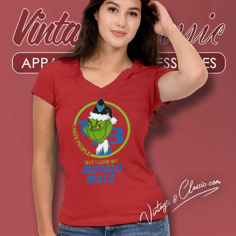 Buffalo Bulls Ncaa Christmas Grinch Shirt I Hate People But I Love My Buffalo Bulls V Neck TShirt Buffalo Bulls Ncaa Christmas Grinch Shirt I Hate People But I Love My Buffalo Bulls V Neck TShirt