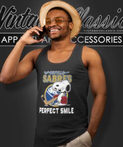 Buffalo Sabres Snoopy Perfect Smile The Peanuts Movie Hockey Tank Top Racerback
