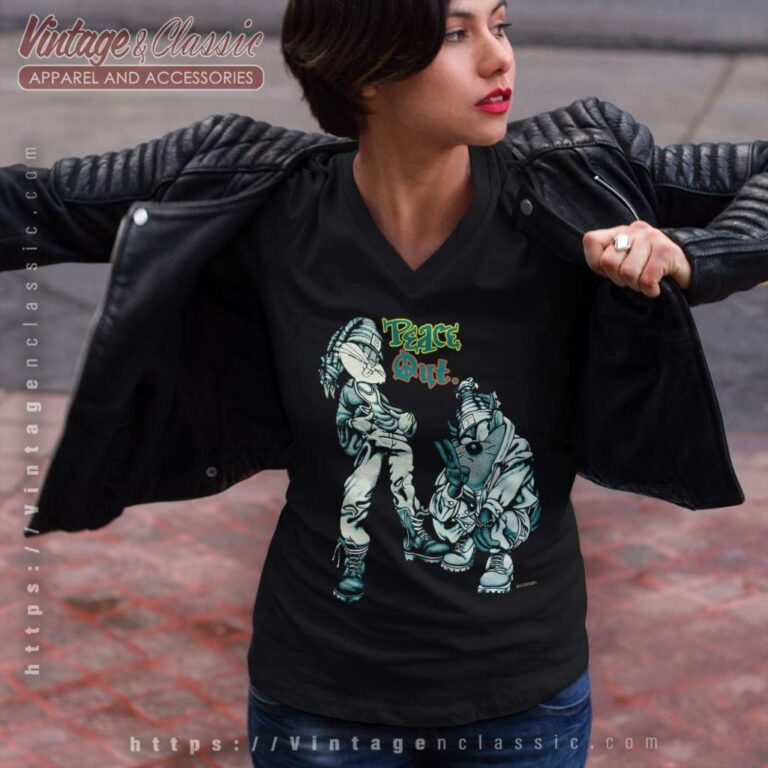 Bugs Bunny And Tazmania Peace Out V Neck TShirt Bugs Bunny And Tazmania Peace Out V Neck TShirt