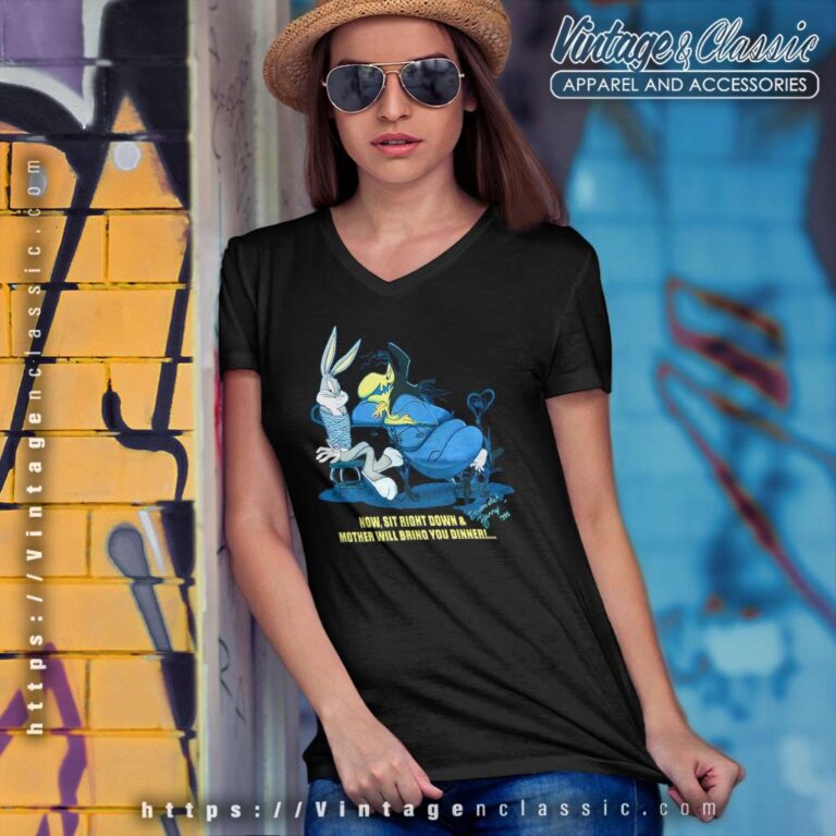 Bugs Bunny And Witch Hazel V Neck TShirt Bugs Bunny And Witch Hazel V Neck TShirt
