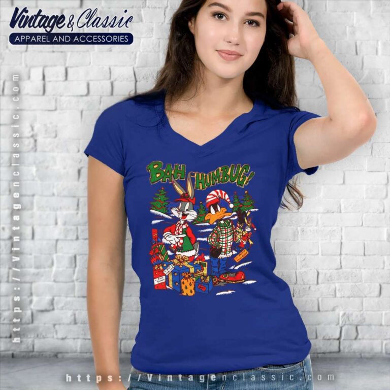 Bugs Bunny Daffy Duck Bah Humbug V Neck TShirt Bugs Bunny Daffy Duck Bah Humbug V Neck TShirt