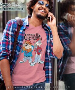 Bugs Bunny Taz Looney Tunes Retro V Neck TShirt