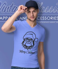 Bulldog Monogram Merry Christmas Shirt 4 Bulldog Monogram Merry Christmas V Neck TShirt 1