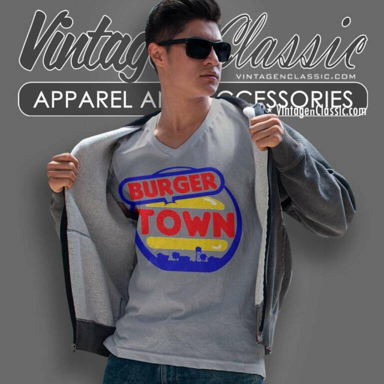 Burger King Burger Town V Neck TShirt Burger King Burger Town V Neck TShirt