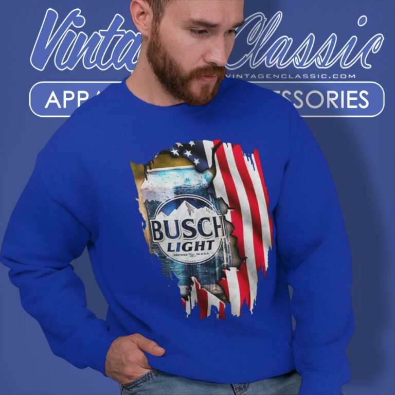 Busch Light Beer American Flag Sweatshirt Busch Light Beer American Flag Sweatshirt