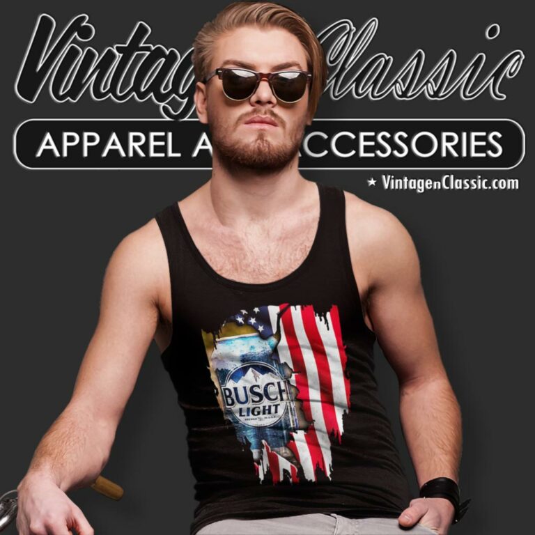 Busch Light Beer American Flag Tank Top Racerback Busch Light Beer American Flag Tank Top Racerback