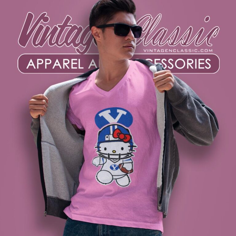 Byu Cougars Hello Kitty V Neck TShirt Byu Cougars Hello Kitty V Neck TShirt