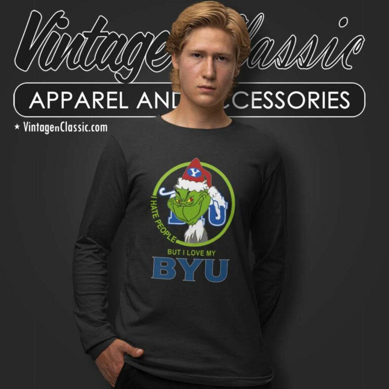 Byu Cougars Ncaa Christmas Grinch Shirt I Hate People But I Love My Byu Long Sleeve Tee Byu Cougars Ncaa Christmas Grinch Shirt I Hate People But I Love My Byu Long Sleeve Tee