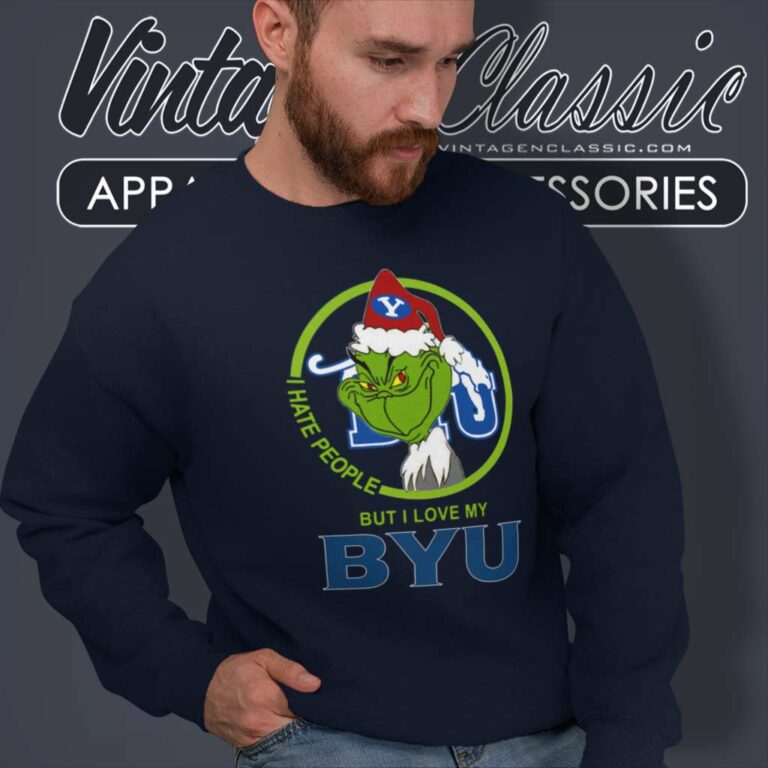 Byu Cougars Ncaa Christmas Grinch Shirt I Hate People But I Love My Byu Sweatshirt Byu Cougars Ncaa Christmas Grinch Shirt I Hate People But I Love My Byu Sweatshirt