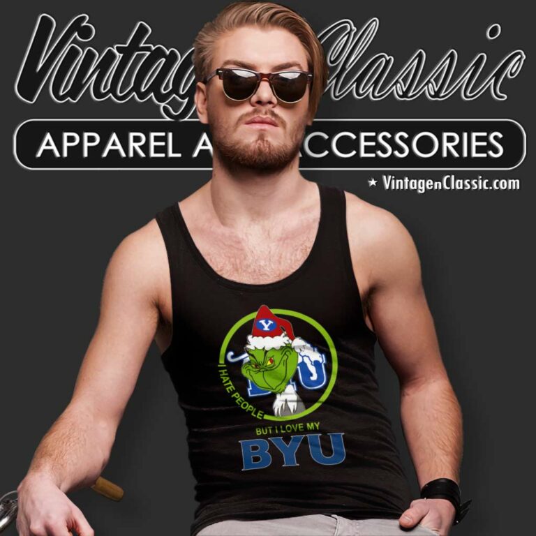 Byu Cougars Ncaa Christmas Grinch Shirt I Hate People But I Love My Byu Tank Top Racerback Byu Cougars Ncaa Christmas Grinch Shirt I Hate People But I Love My Byu Tank Top Racerback