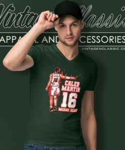 Caleb Martin 16 Miami Heat V Neck TShirt
