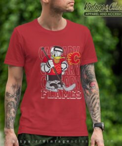Calgary Flames Donald Duck Hockey Shirt T shirt