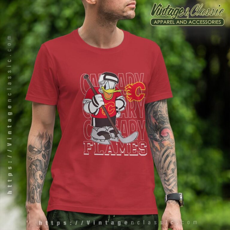 Calgary Flames Donald Duck Hockey Shirt T shirt Calgary Flames Donald Duck Hockey Shirt T shirt