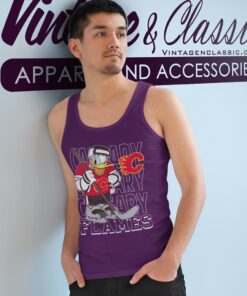 Calgary Flames Donald Duck Hockey Shirt Tank Top Racerback
