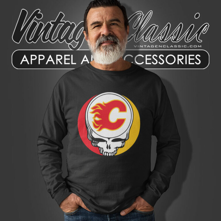 Calgary Flames Grateful Dead Steal Your Face Long Sleeve Tee Calgary Flames Grateful Dead Steal Your Face Long Sleeve Tee