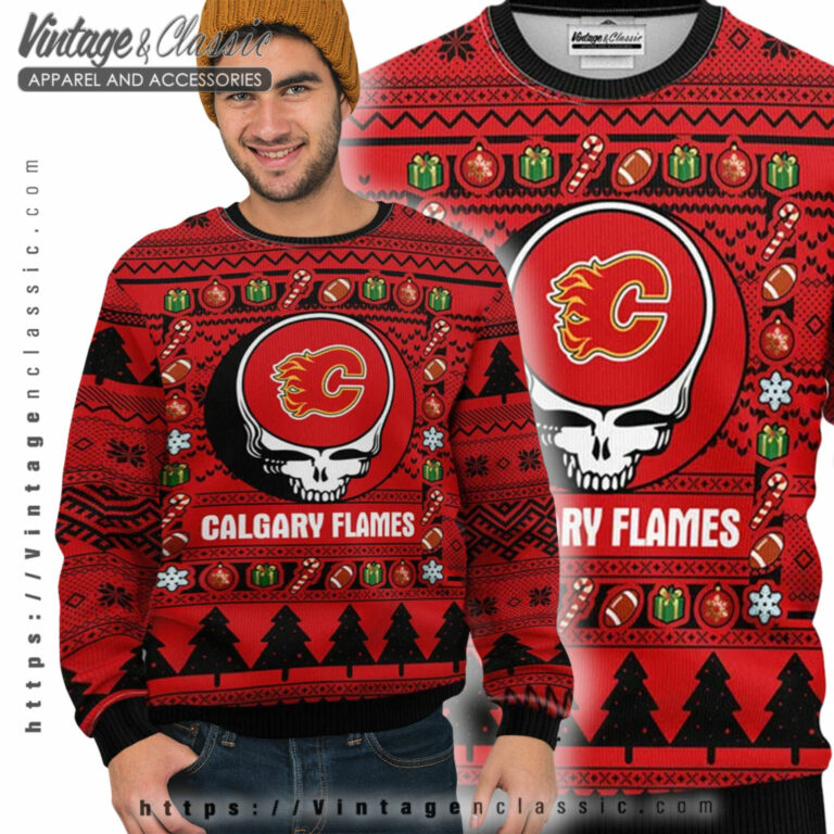 Calgary Flames Grateful Dead Ugly Sweater Ugly Sweater Calgary Flames Grateful Dead Ugly Sweater Ugly Sweater