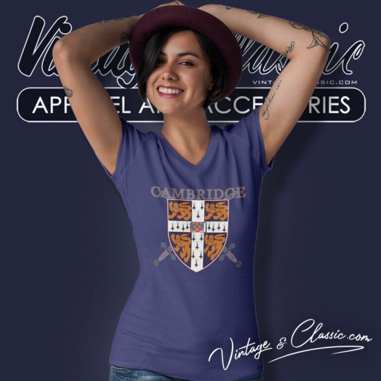 Cambridge University Logo Vintage V Neck TShirt Cambridge University Logo Vintage V Neck TShirt