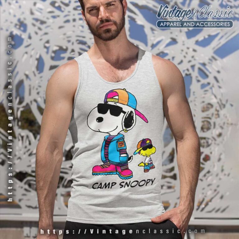 Vintage Camp Snoopy And Woodstock Tank Top Racerback Vintage Camp Snoopy And Woodstock Tank Top Racerback