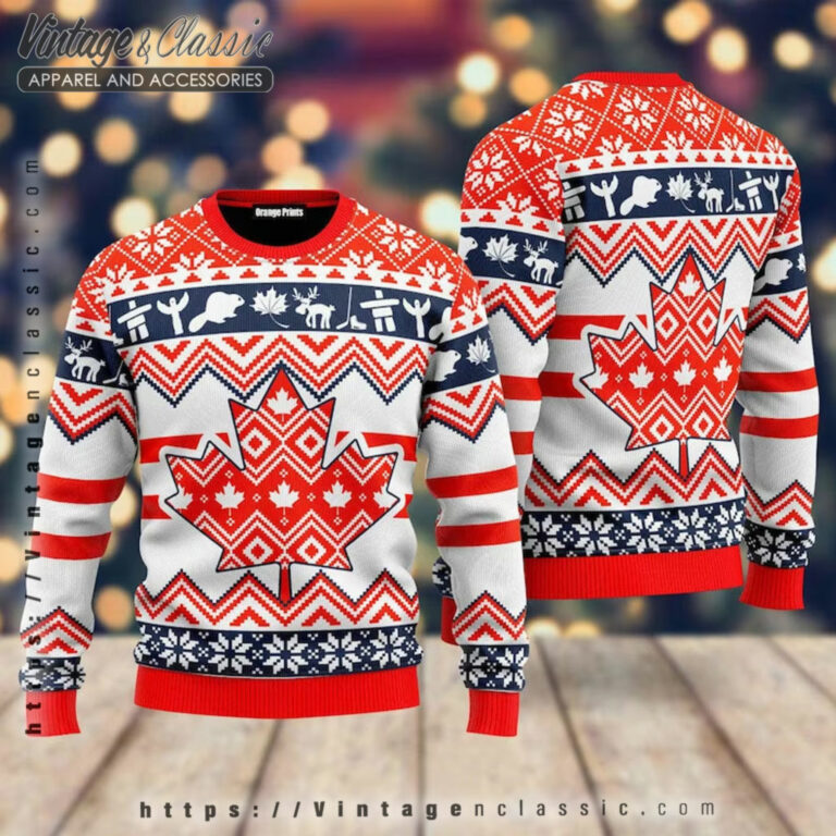 Canada Maple Leaf Ugly Sweater back Ugly Christmas Sweater Canada Maple Leaf Ugly Sweater back Ugly Christmas Sweater