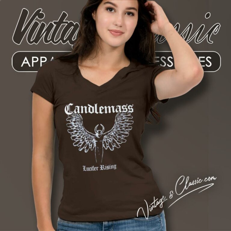 Candlemass Lucifer Rising V Neck TShirt Candlemass Lucifer Rising V Neck TShirt