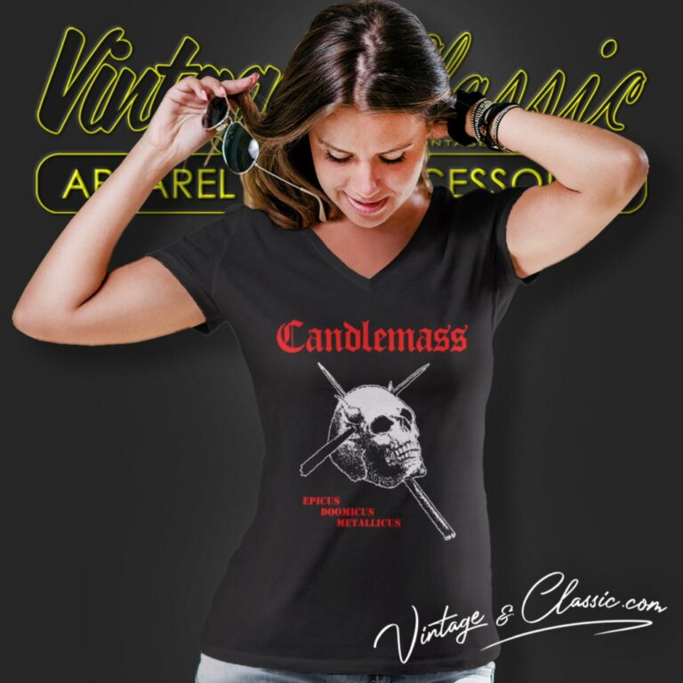 Candlemass Shirt Epicus Doomicus Metallicus Tracklist V Neck TShirt Candlemass Shirt Epicus Doomicus Metallicus Tracklist V Neck TShirt