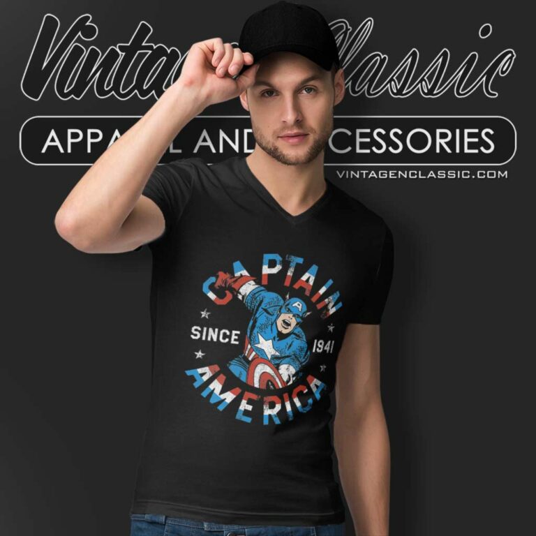 Captain America Avengers Since 1941 V Neck TShirt Captain America Avengers Since 1941 V Neck TShirt
