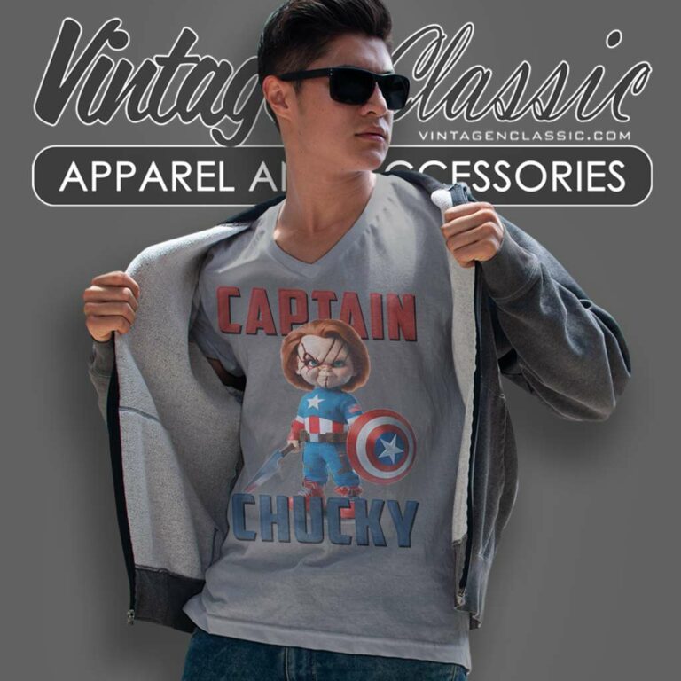 Captain America Captain Chucky V Neck TShirt Captain America Captain Chucky V Neck TShirt
