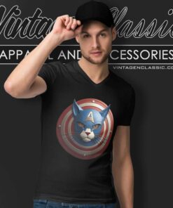 Captain America Cat Logo V Neck TShirt