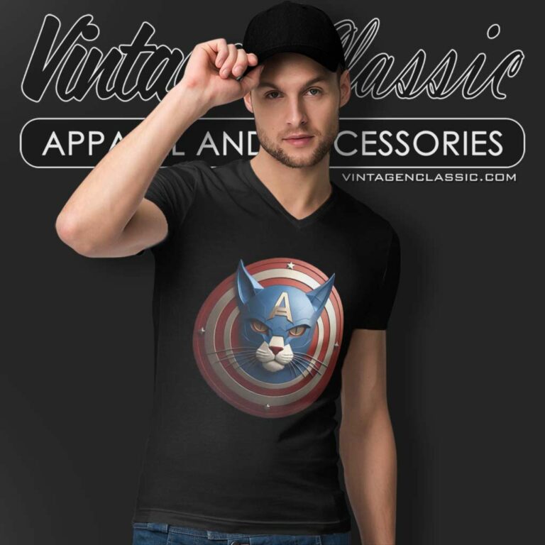 Captain America Cat Logo V Neck TShirt Captain America Cat Logo V Neck TShirt