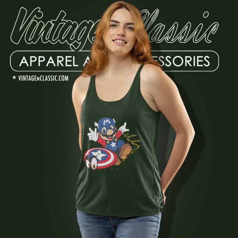 Captain America Cosplay Mario Tank Top Racerback Captain America Cosplay Mario Tank Top Racerback
