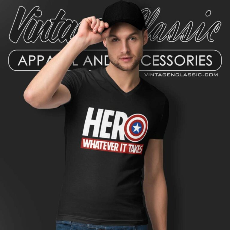 Captain America Hero Whatever It Takes V Neck TShirt Captain America Hero Whatever It Takes V Neck TShirt