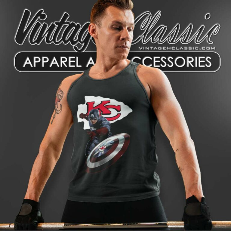 Captain America Kansas City Chiefs Tank Top Racerback Captain America Kansas City Chiefs Tank Top Racerback
