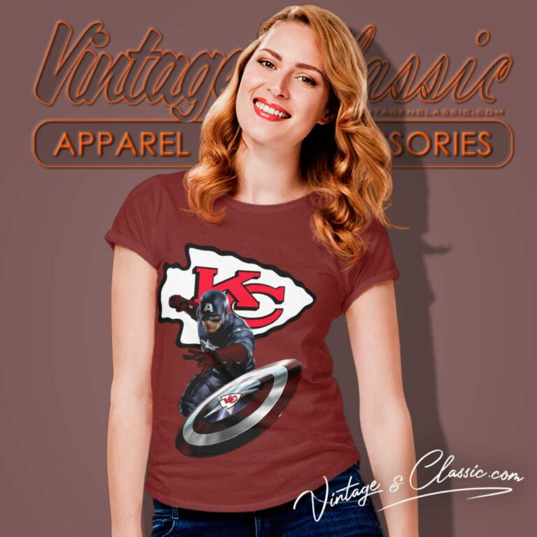 Captain America Kansas City Chiefs Women TShirt Captain America Kansas City Chiefs Women TShirt