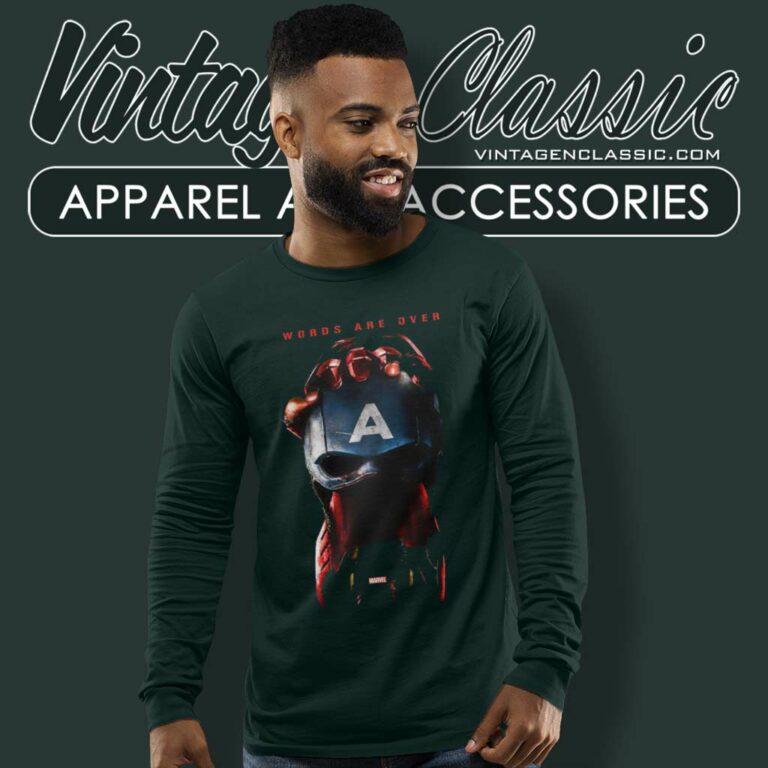 Captain America Shirt Words Are Over Long Sleeve Tee Captain America Shirt Words Are Over Long Sleeve Tee