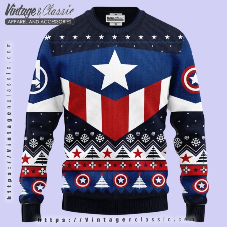 Captain America Superhero Ugly Christmas Sweater Ugly Christmas Sweater Captain America Superhero Ugly Christmas Sweater Ugly Christmas Sweater