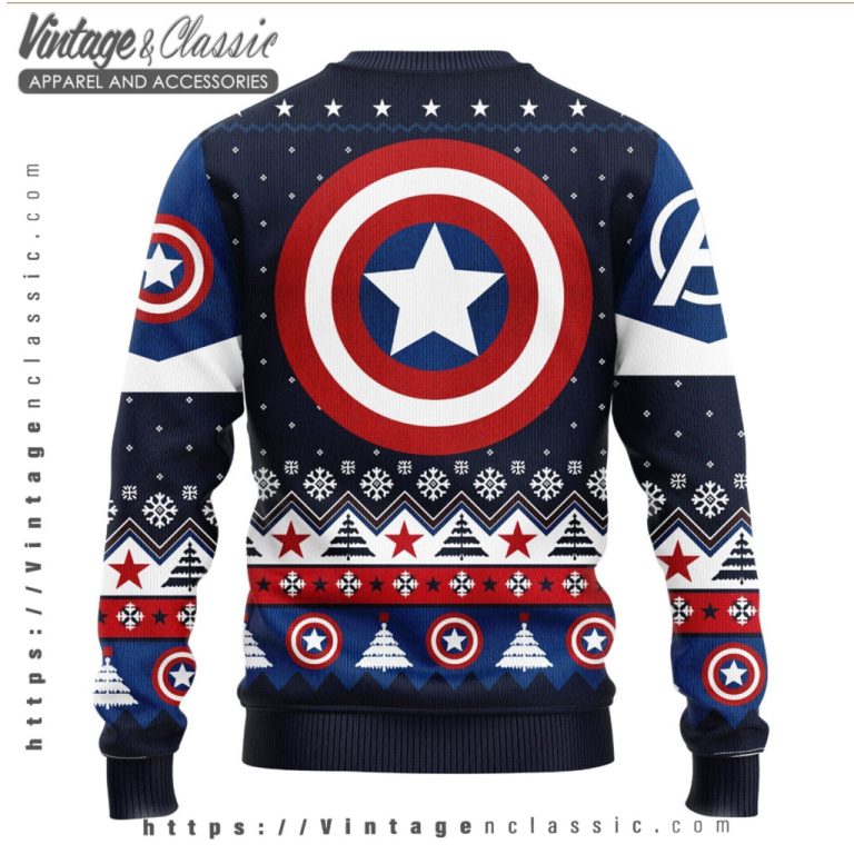 Captain America Superhero Ugly Christmas Sweater back Ugly Sweater Captain America Superhero Ugly Christmas Sweater back Ugly Sweater
