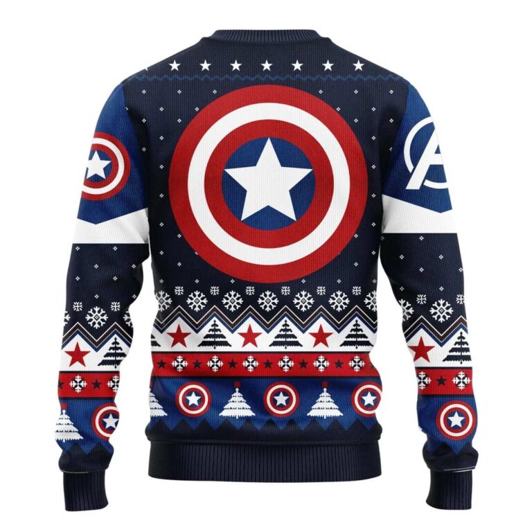 Captain America Ugly Christmas Sweater Xmas Sweater back Captain America Ugly Christmas Sweater Xmas Sweater back