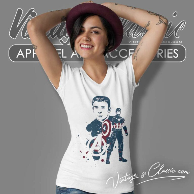 Captain American Avengers V Neck TShirt Captain American Avengers V Neck TShirt