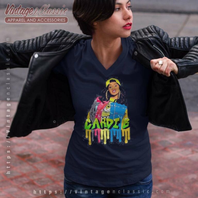 Cardi B Microphone 2023 V Neck TShirt Cardi B Microphone 2023 V Neck TShirt